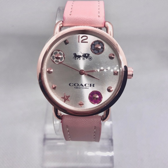 Authentic Coach Delancey Pink Leather Watch - Picture 1 of 8